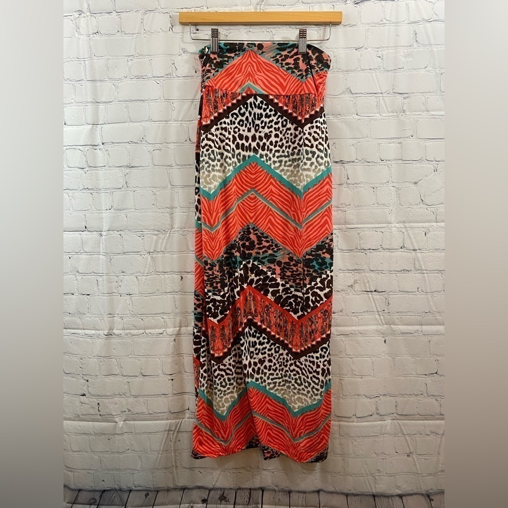 Rue21 Chevron Animal Print Maxi Skirt Womens Size Small